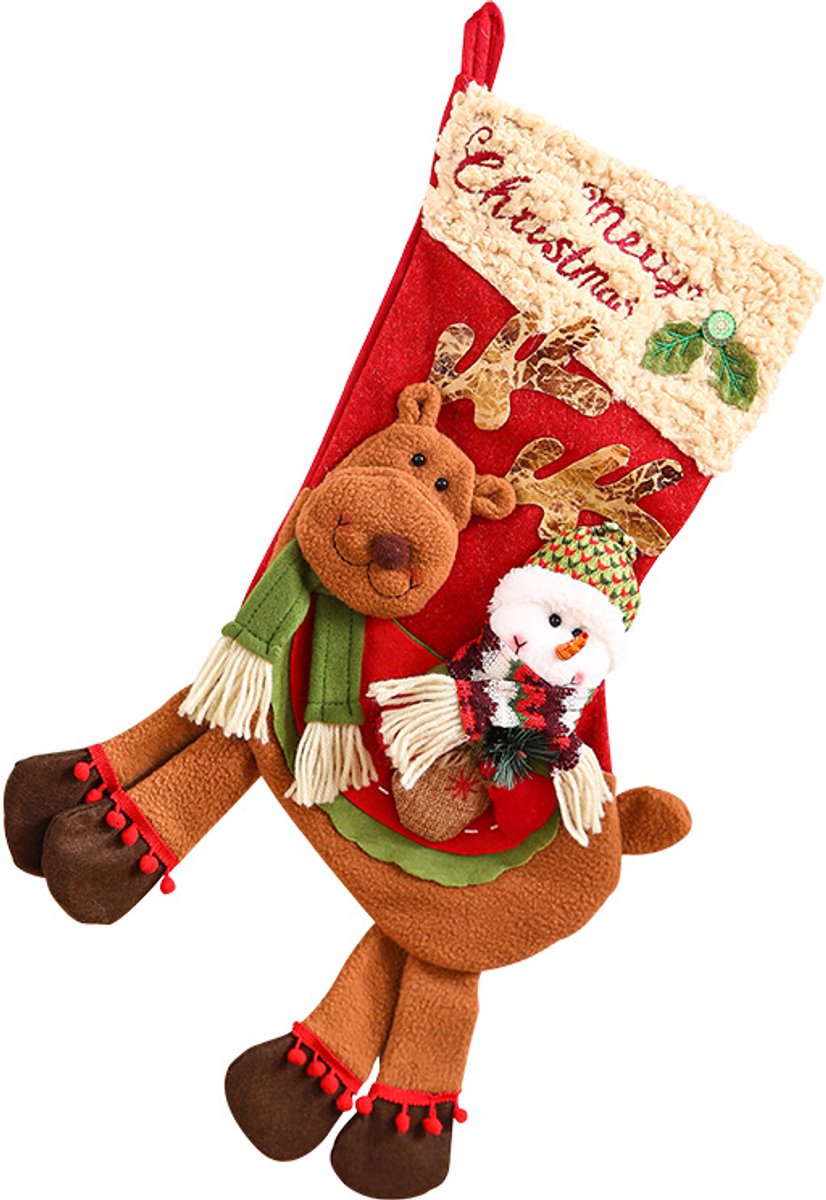 Christmas Stocking Gift Bag - Large Size - Children's - Preschool - Christmas Gift - Old Snowman - Candy Apple Bag Decoration - Image 1