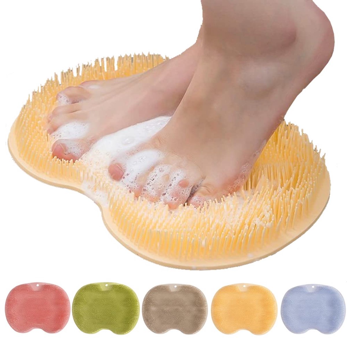 Shower Mat - Non-Slip Bath Mat - Foot Cleansing Pad, Back Scrub Pad, Exfoliating Bath Scrub Pad, Non-Slip Wall Suction Cup - Suitable for Men and Women (Orange) - Image 1