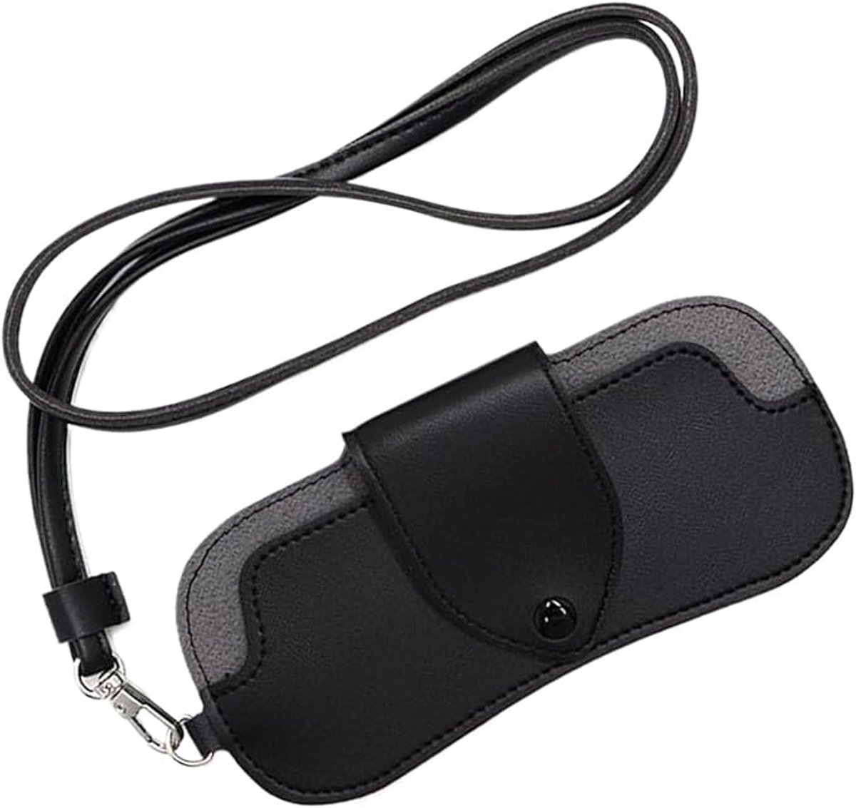 Portable Sunglasses Case - Glasses Case with Neck Strap - Dimensions: 16.5 x 7.4 x 0.9 cm - Compact and Durable Design - Perfect for Hiking, Camping and Traveling - Black - Image 1