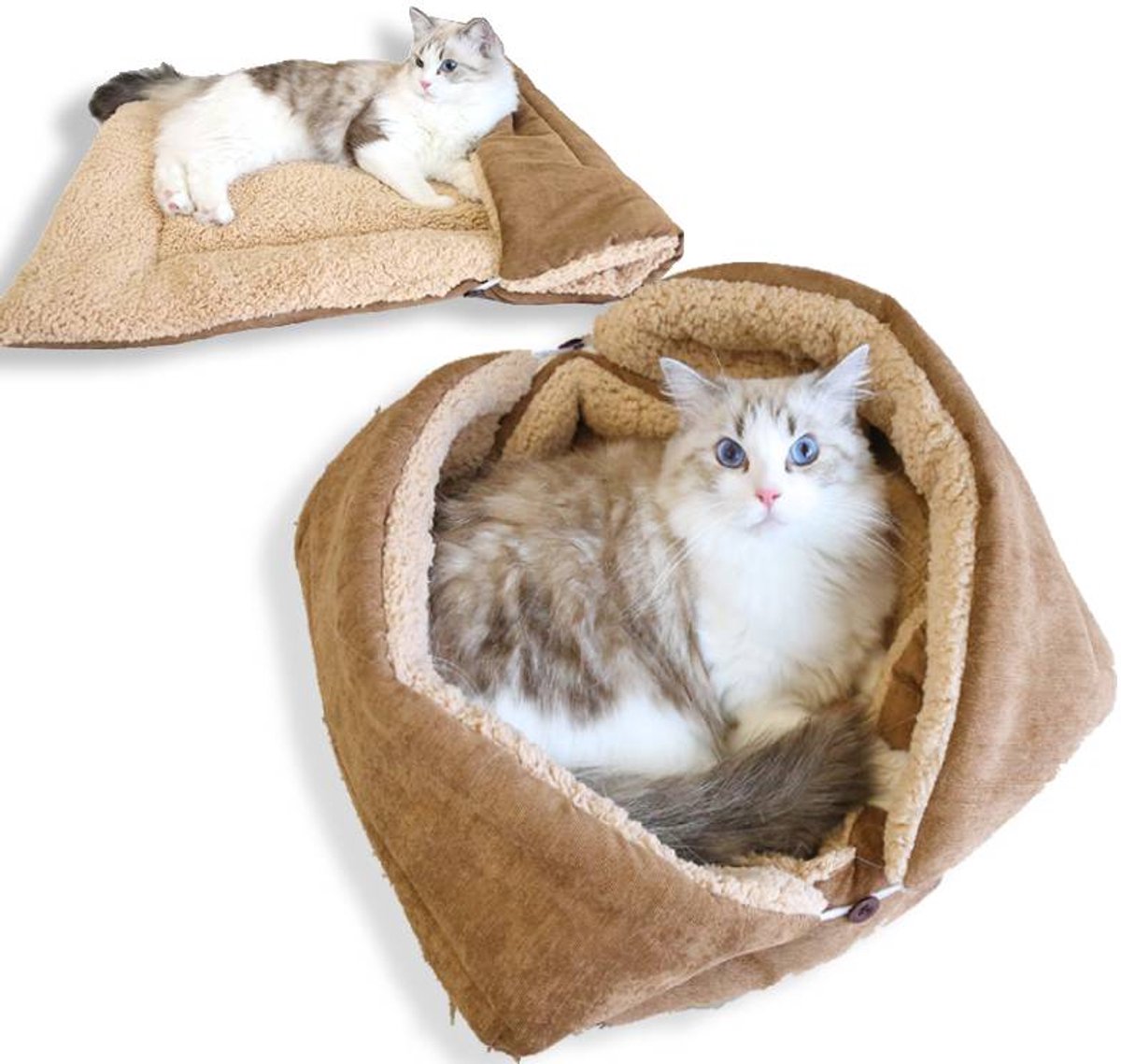 Dog Bed - Cat Bed - Dog Mat - 2-in-1 Warm Cat Bed - Pet Bed - Cat Sofa - Cat - Soft and Fluffy - 70*50cm - Image 1