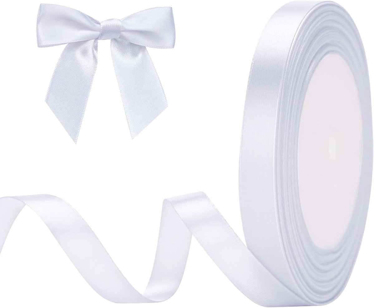 Gift Wrap Ribbon - 22mm Off-White Satin Ribbon - 10mm Wide - Suitable for Gift Wrapping, Valentine's Day Decorations, Heavy Fabrics - Handmade and Wedding Decorations - Gift Wrapping - Image 1