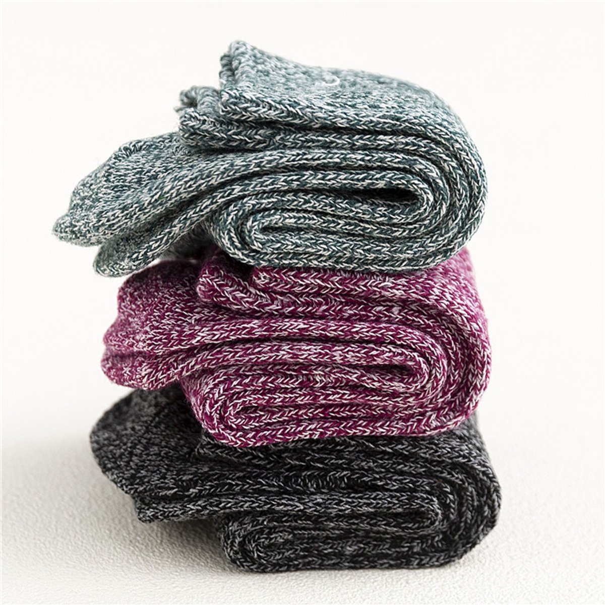 5 Pairs of Socks - Autumn/Winter - Extra Long and Plus Size Double Needle Stitch - Cable Knit - Thick - Warm - Women's Socks Up to the Calf - Image 3