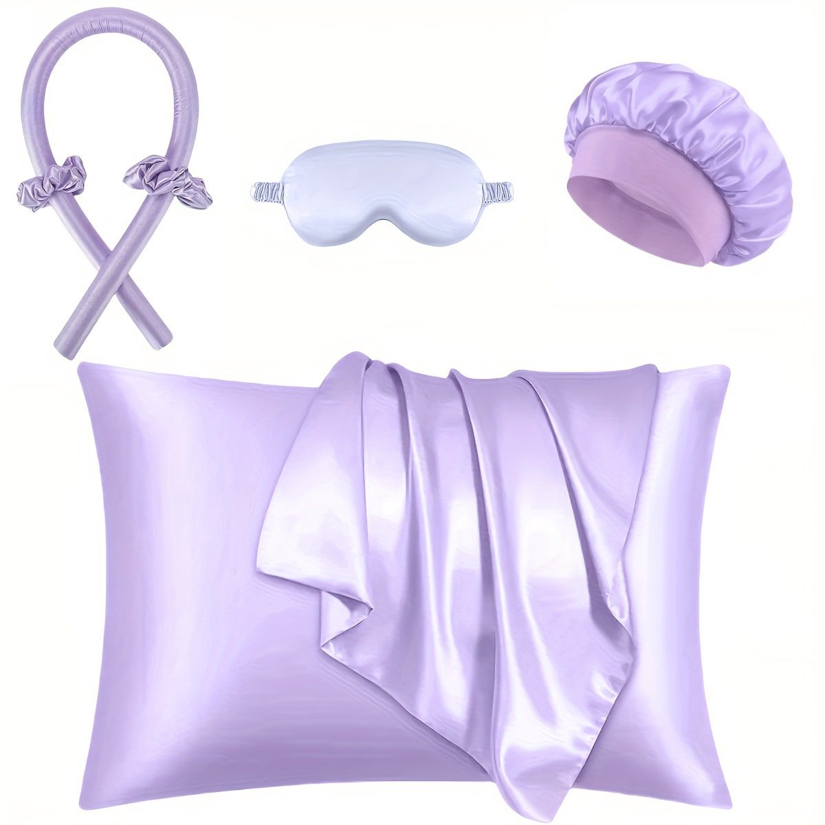 Set of 6 - Heat-Free Curling Iron - Curling Set for Home Use (Purple) - Image 1