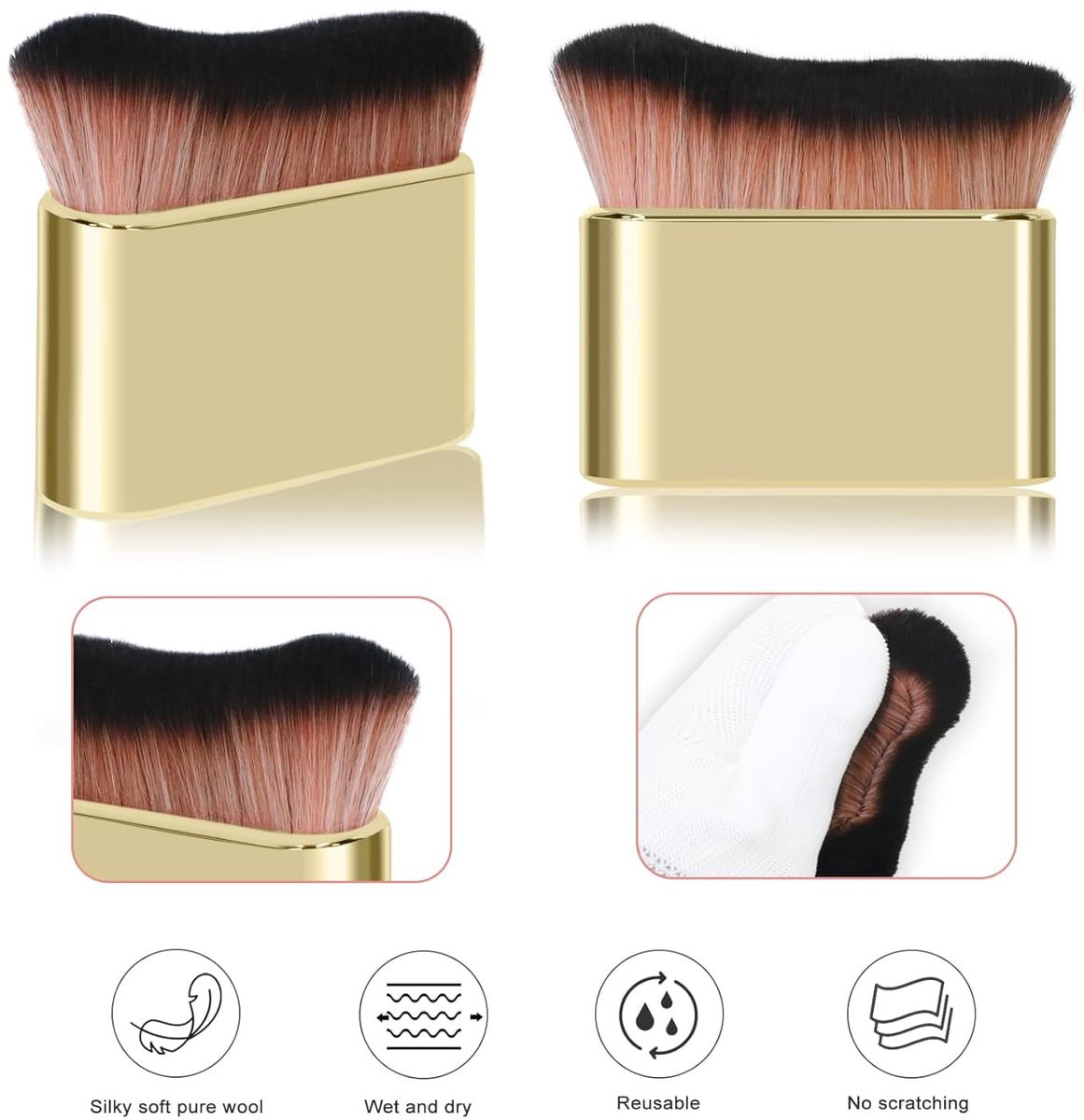 Foundation Makeup Brush - Portable Makeup Brush (Gold) - Image 5