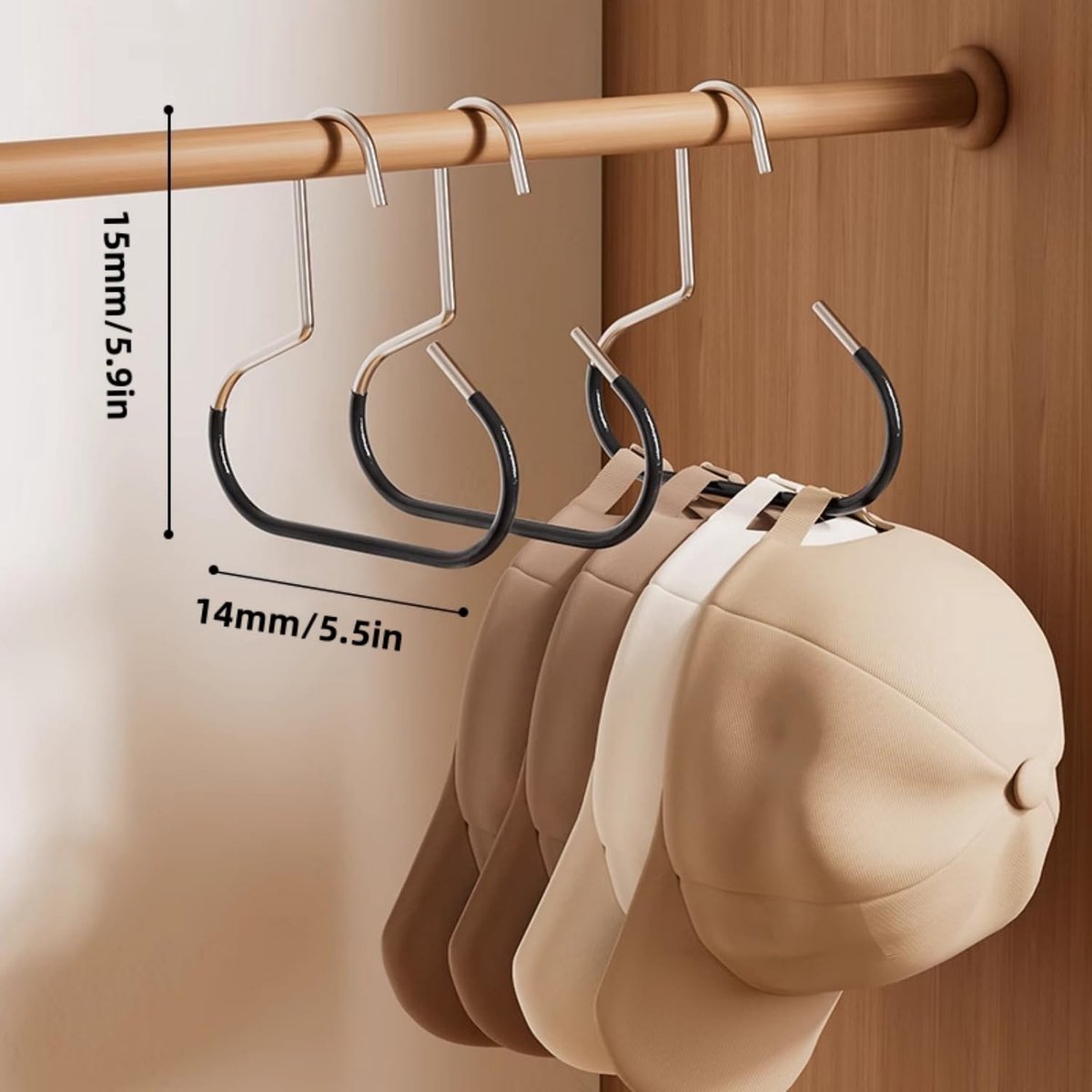 10-pack - Non-slip - Space-saving - Storage rack - Wardrobe belt/scarf hooks - Suitable for displaying hats, vests, ties, shawls (black) - Image 5