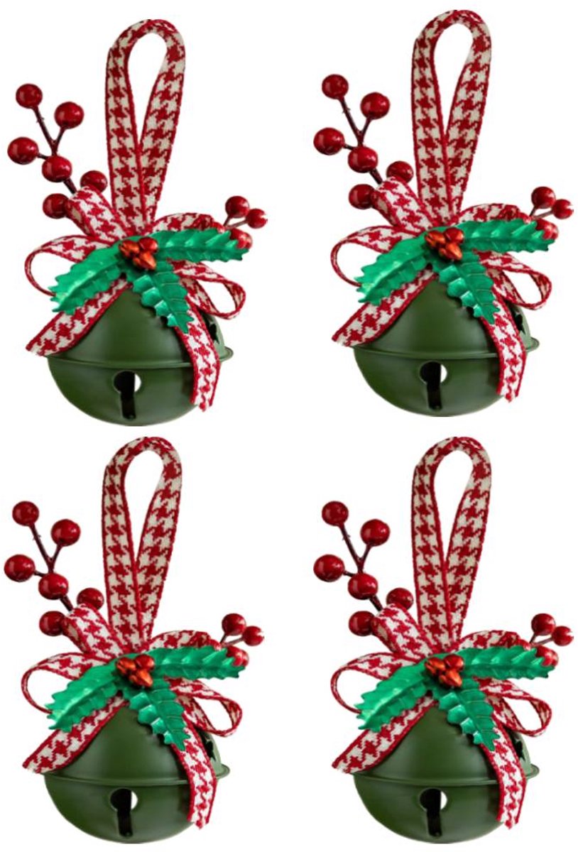 Decoration Christmas Bell Accessories with Bow - Wind Chime Pendant - Home Decoration (4 pieces) - Image 1