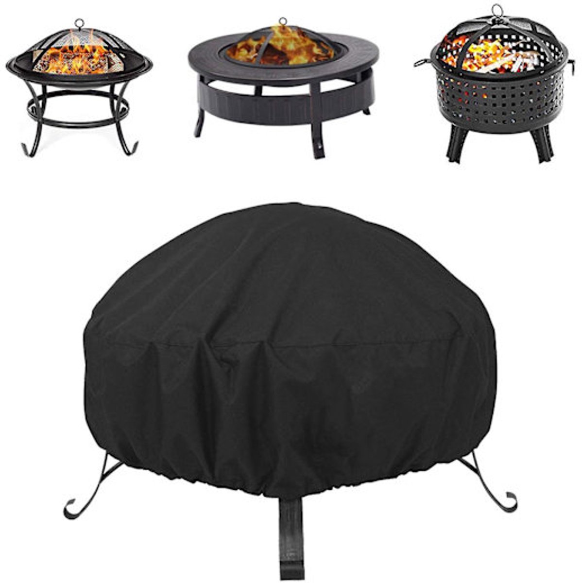 Round grill cover - waterproof, windproof, UV-resistant - Oxford cloth fire pit cover - 122x46cm - Image 1