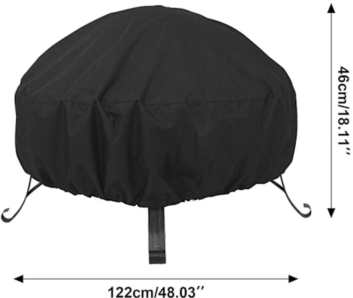 Round grill cover - waterproof, windproof, UV-resistant - Oxford cloth fire pit cover - 122x46cm - Image 3
