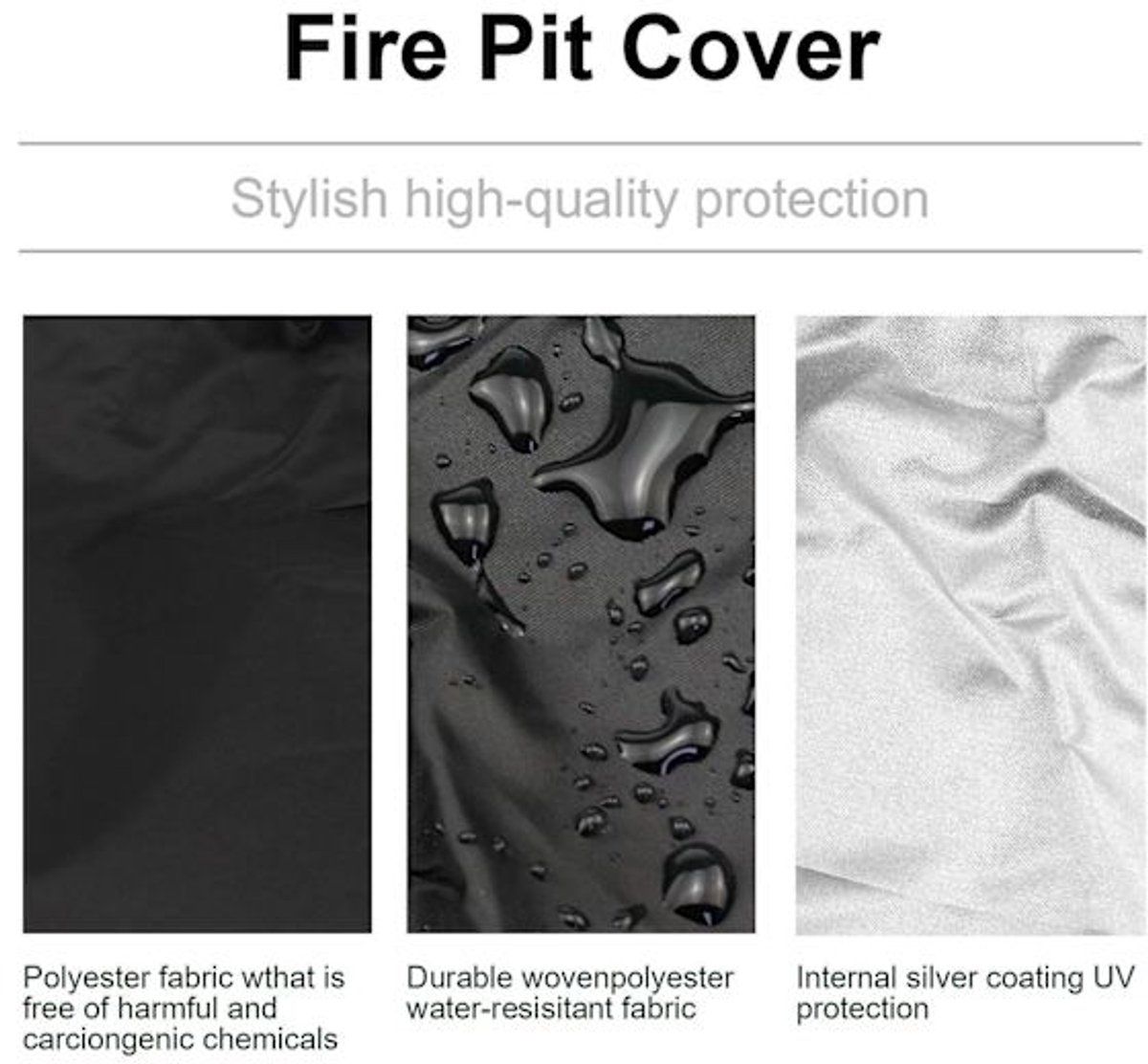 Round grill cover - waterproof, windproof, UV-resistant - Oxford cloth fire pit cover - 122x46cm - Image 4