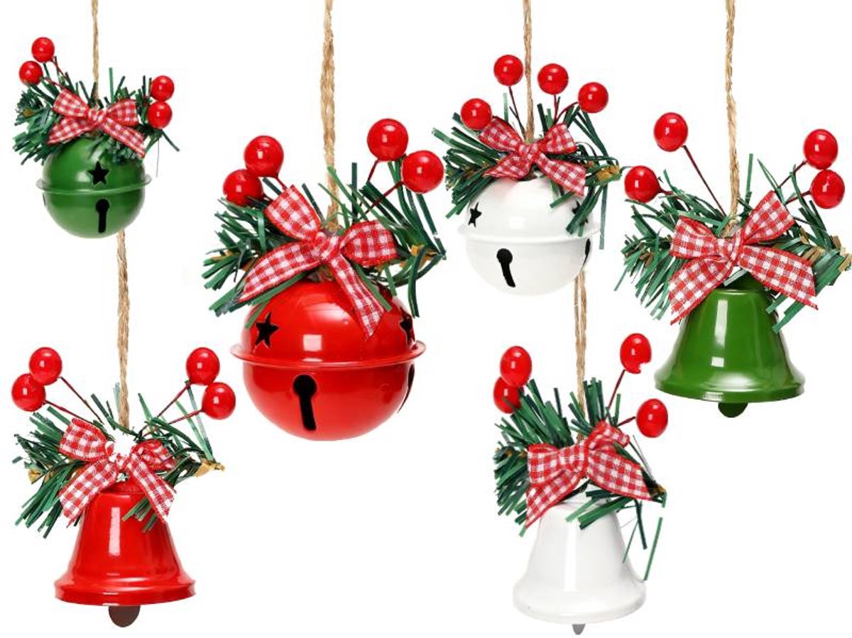 Christmas Bells - 6 - Christmas Tree Decorations - Metal Bells - Christmas Decorations - DIY Metal Bell Hangers - Image 1