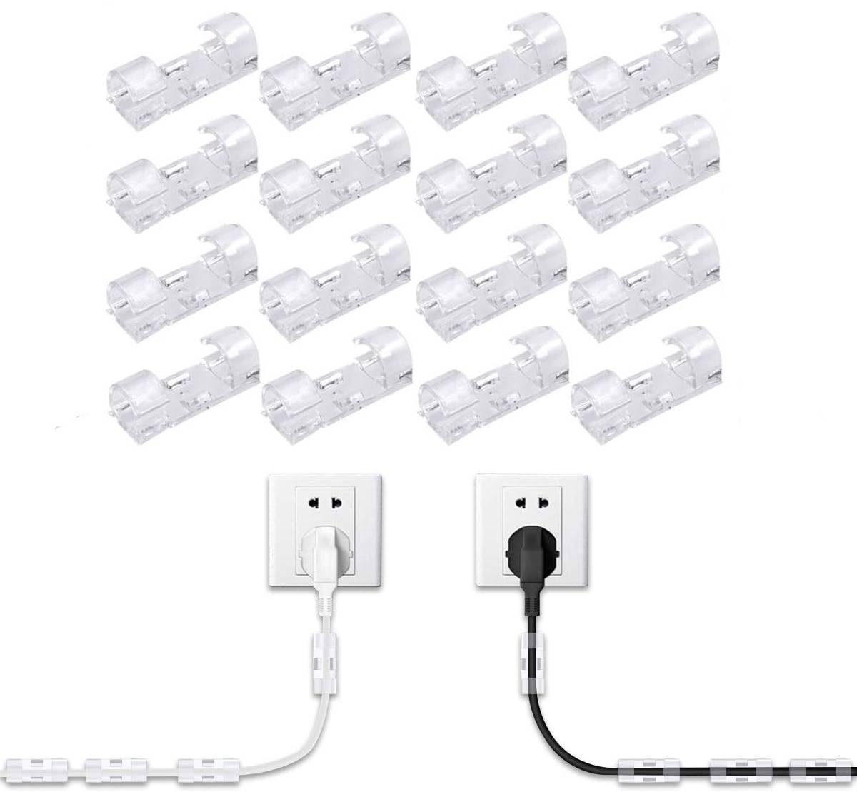 40 7mm Cable Organizer Clips with Adhesive Backing - Wall Mount Cable Clips - Cable Holder with Clips - Cable Clips for Home or Office - Desk Cables - Wall - Cable Management for TV, PC and Laptops - Image 1
