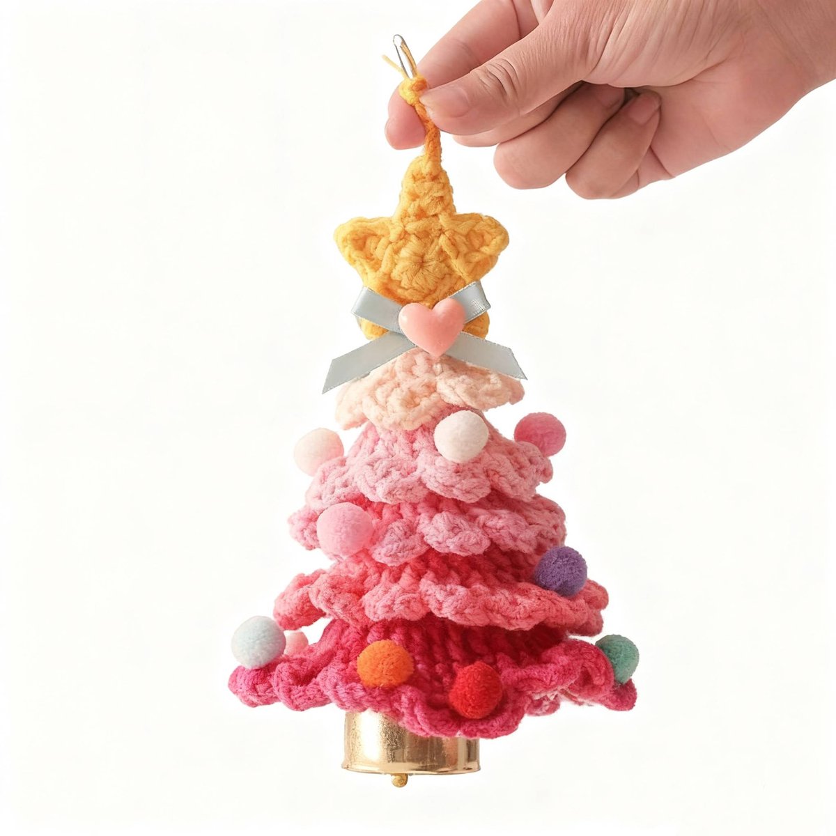 Christmas Decorations - Crochet Christmas Tree Bell Decorations - Small Christmas Decorations - Car Decorations - Christmas Tree Decorations - Ornaments - Specimens - Style A - Image 1