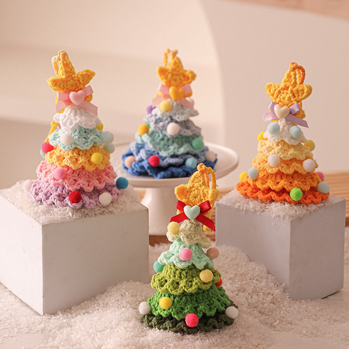 Christmas Decorations - Crochet Christmas Tree Bell Decorations - Small Christmas Decorations - Car Decorations - Christmas Tree Decorations - Ornaments - Specimens - Style A - Image 2