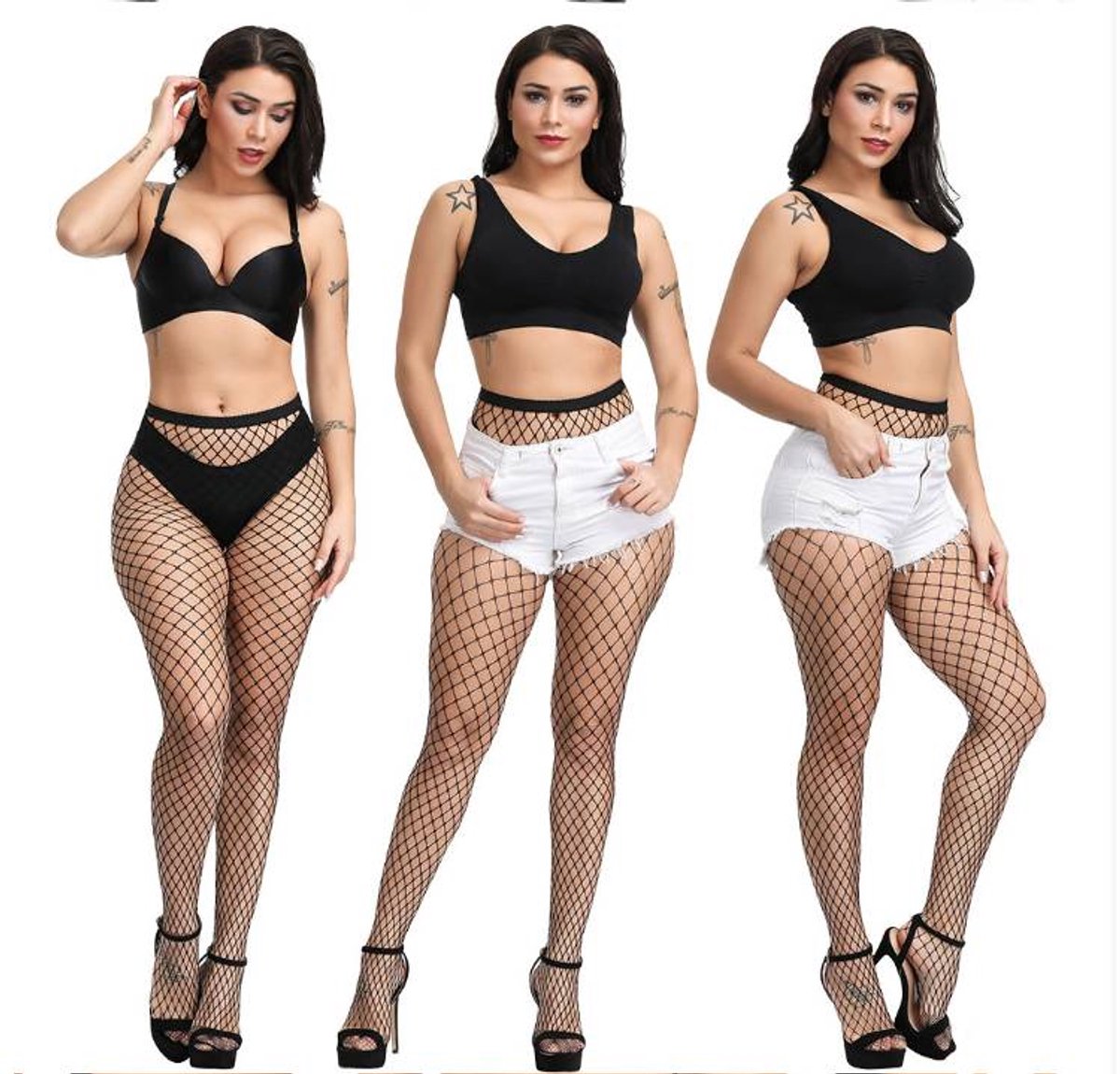 Fishnet Tights for Women - Fishnet Tights - Erotic Fishnet Stockings - Black - Tights - Fishnet - Plus Size - Image 1