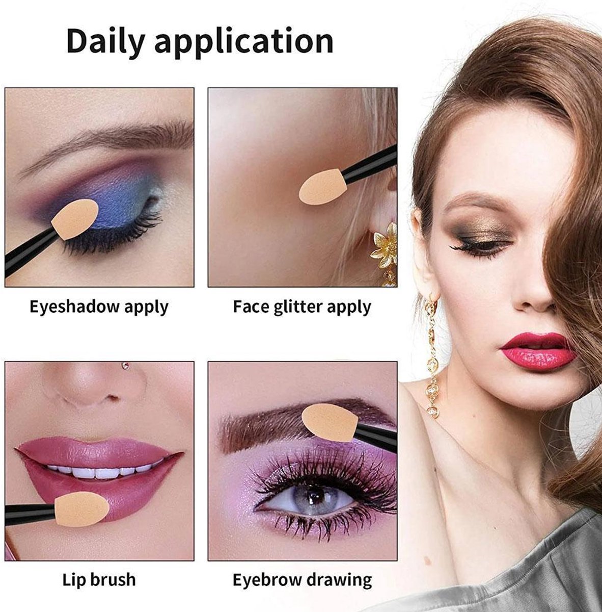 Eyeshadow Brushes - Eyeshadow Applicators - Eyeshadow Sponges - 50 pieces - Image 4