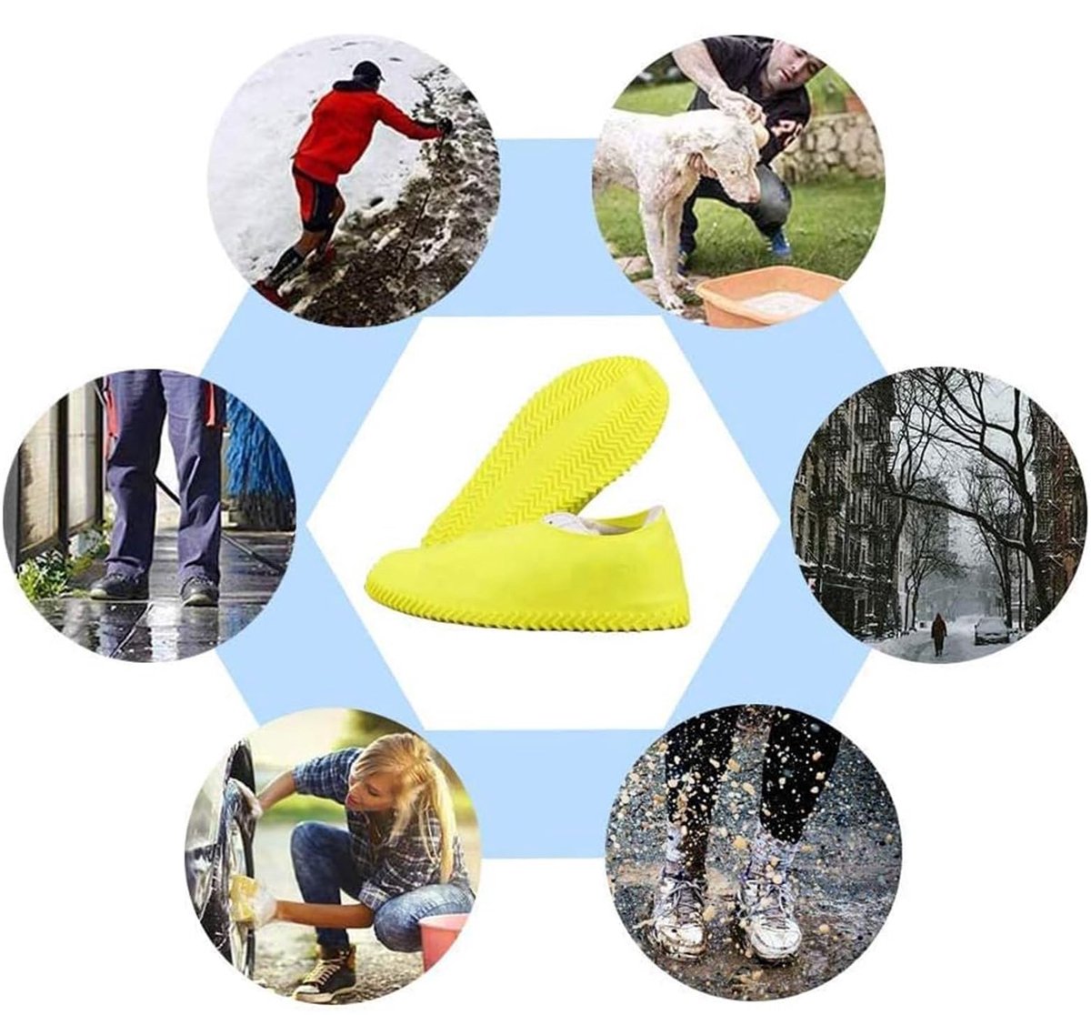 Overshoes - 1 Pair - Waterproof Silicone Overshoes - Reusable, Non-slip, Suitable for Outdoor Activities (Yellow - Size L) - Image 3
