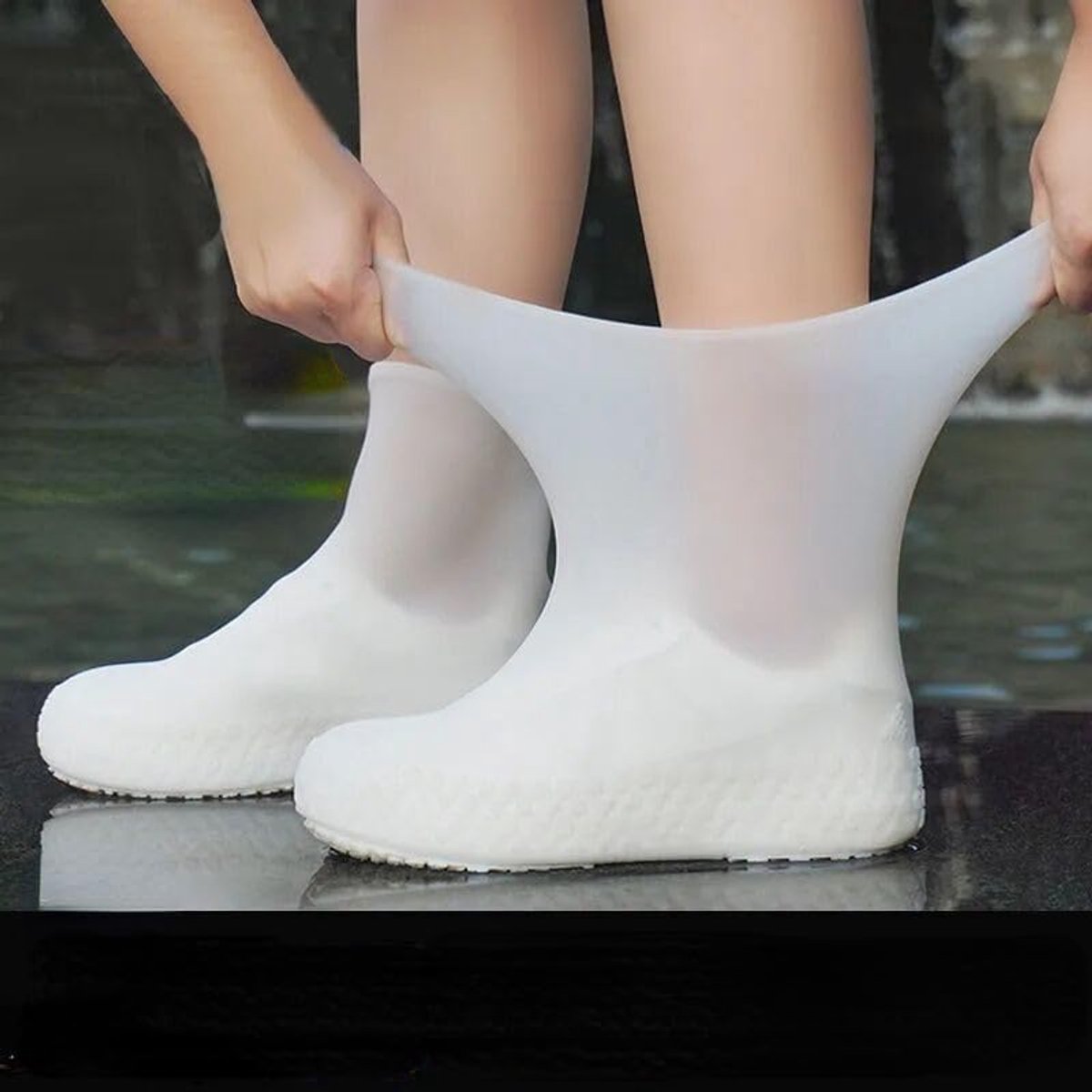 Overshoes - 1 Pair - Waterproof Silicone Overshoes - Reusable, Non-slip, Suitable for Outdoor Activities (White - Size M) - Image 1