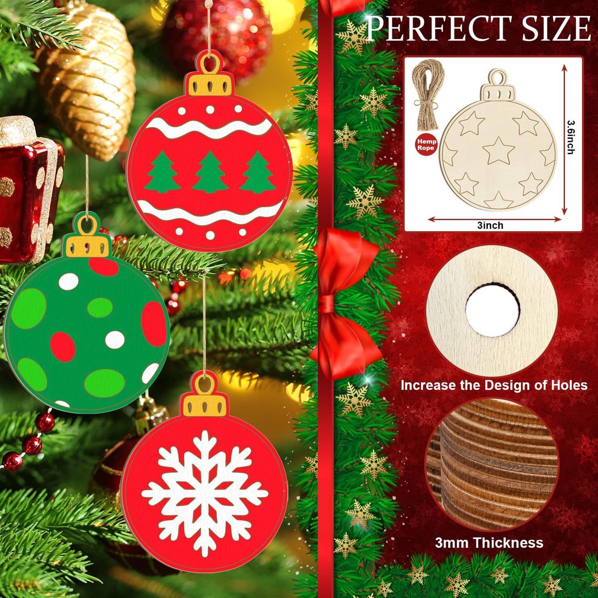 Christmas Decorations - Ornaments - DIY - Christmas Gifts - Wooden Christmas Decorations - Party Decorations - Image 4