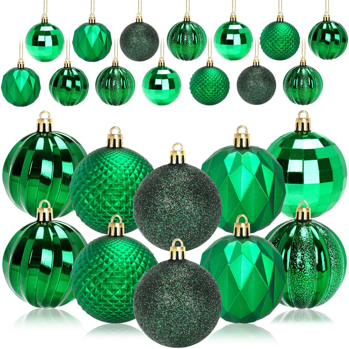 Christmas Baubles - 24 pieces - Large size, 6 cm diameter - Unbreakable plastic - Christmas tree decoration - Various Christmas bauble decorations suitable for weddings, Mother's Day party decorations (vegetable) - Image 1