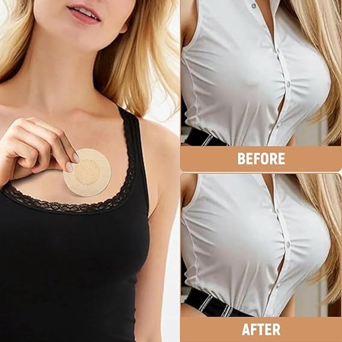 80 Invisible Nipple Shields - Disposable Nipple Shields - Nipple Shields for Women - Breathable Breast Shields - Unisex Nipple Shields - Round and Plum Shape - Off White - One Size - Image 2