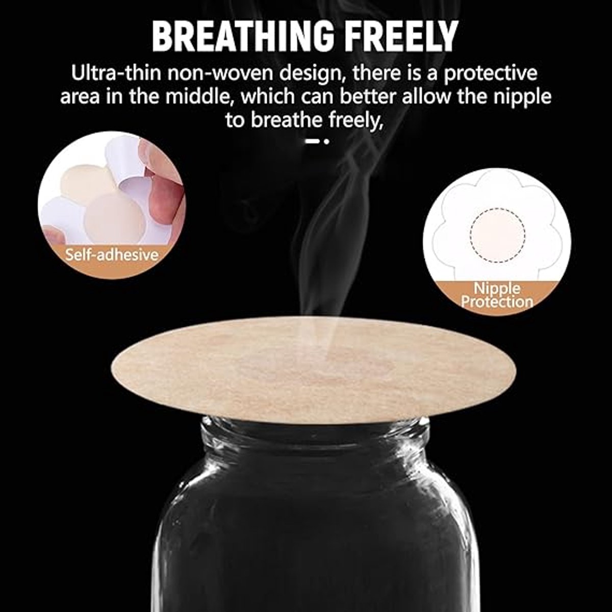 80 Invisible Nipple Shields - Disposable Nipple Shields - Nipple Shields for Women - Breathable Breast Shields - Unisex Nipple Shields - Round and Plum Shape - Off White - One Size - Image 4