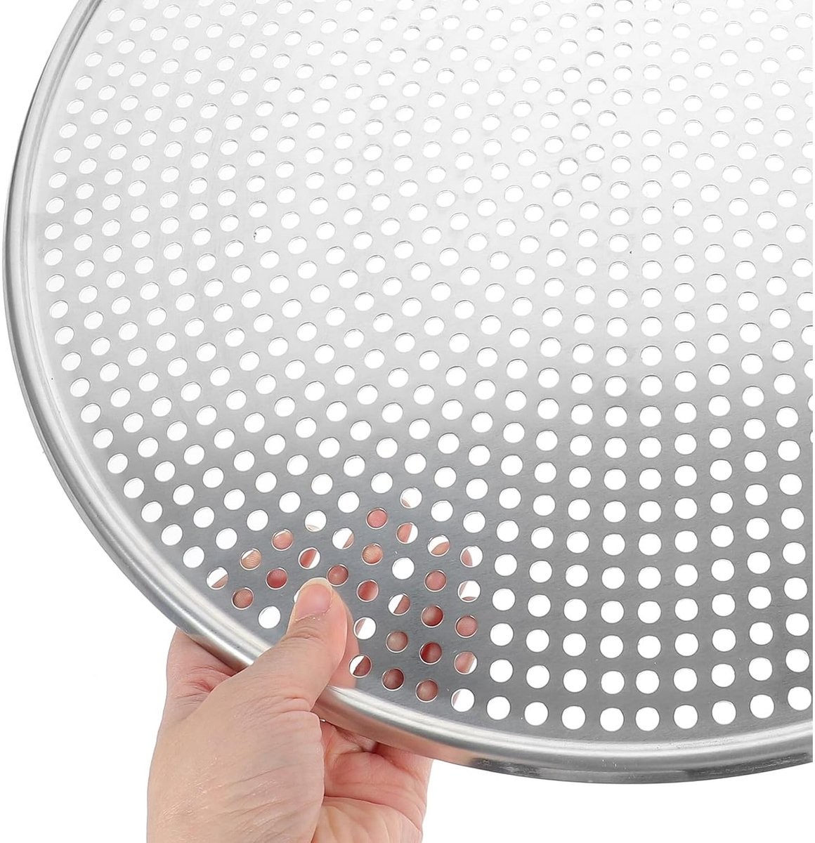 Stainless Steel Pizza Pan - Perforated - 16 Inch - Round Pizza Stand - Pizza Tray - Pizza Storage Tray - Oven Safe - Silver for Home and Restaurants - Image 2
