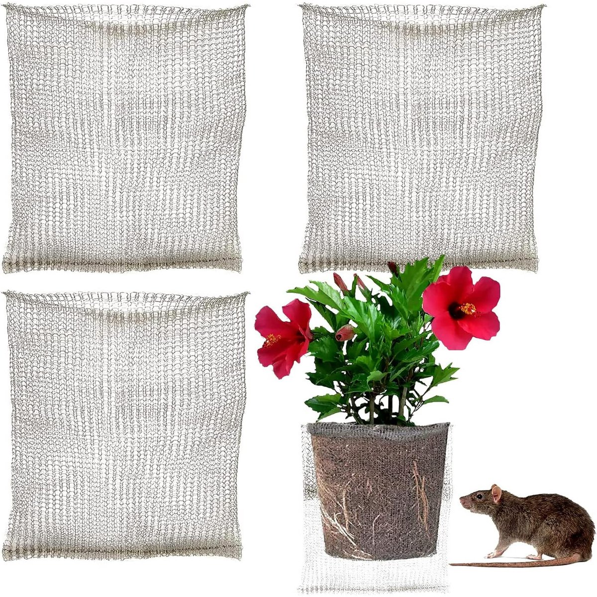 Garden Tools - 3-Piece Root Protection Baskets - Gopher-Resistant Stainless Steel Wire Basket Barriers - Keep Burrowing Animals, Pests, Voles, Moles, and More Out - 24 x 24 Inches - Image 1