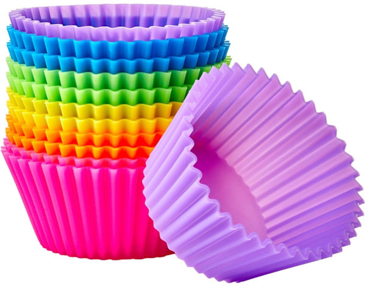 Baking Trays - Round Reusable Baking Trays - Pack of 12 (Ovenproof up to 220°C) - Assorted Colors - Image 1