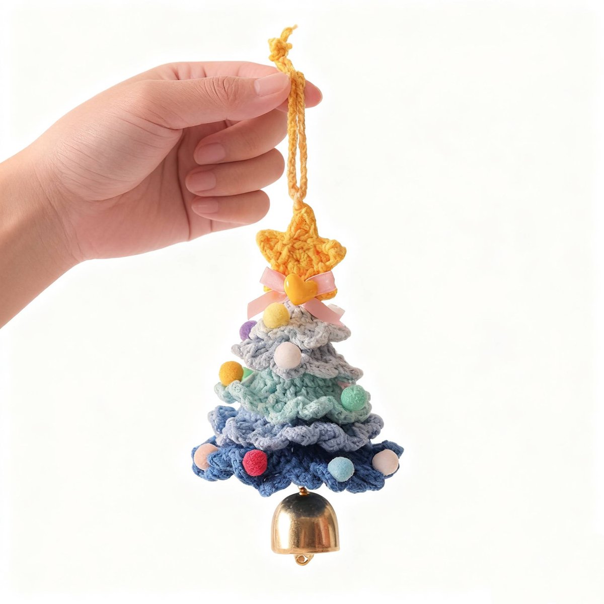 Christmas Decorations - Crochet Christmas Tree Bell Decorations - Small Christmas Decorations - Car Decorations - Christmas Tree Decorations - Ornaments - Specimens - Style F - Image 1