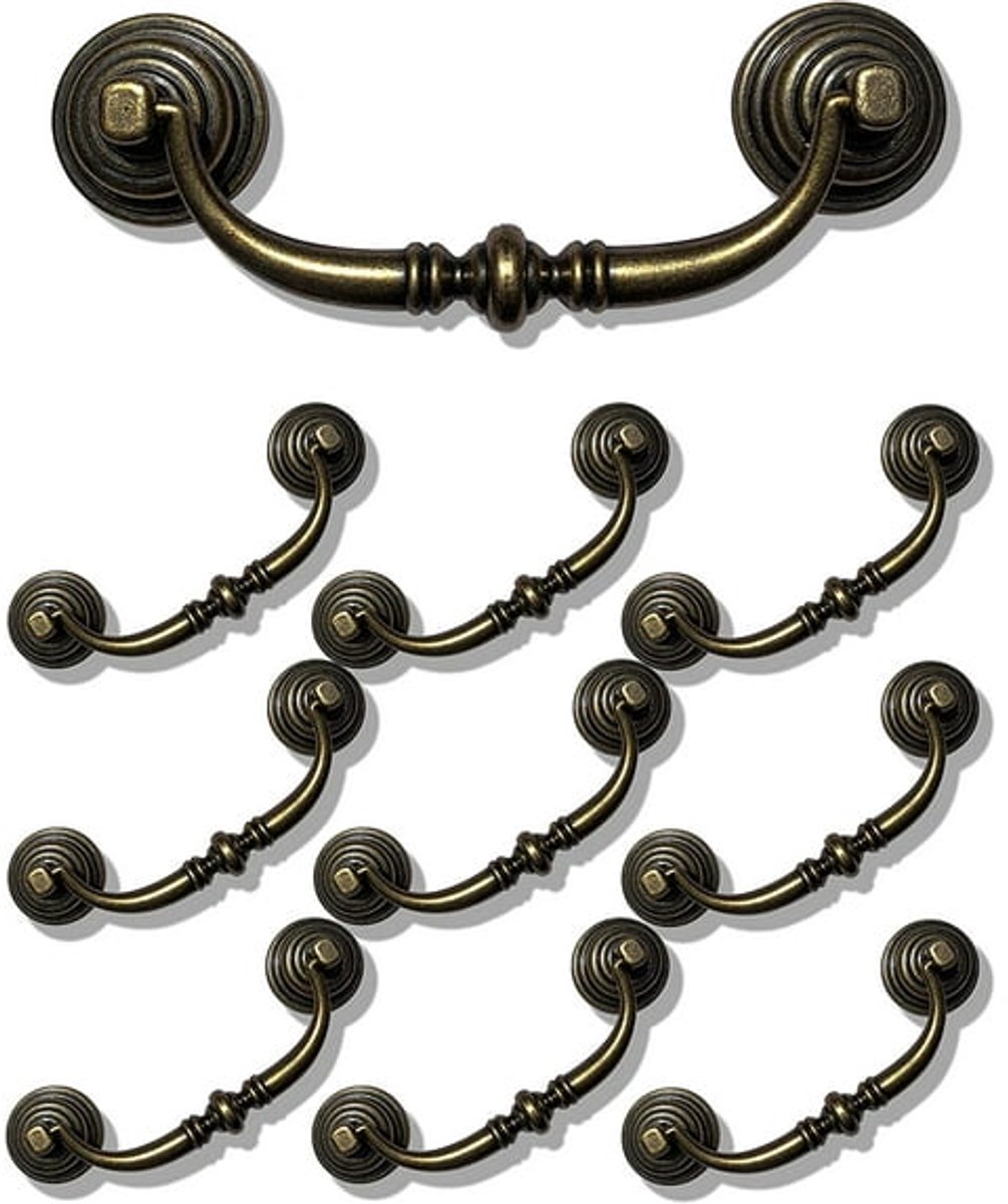 10 Pieces 4.25 Inch Center Hole Shabby Chic Drawer Pulls - Antique Bronze Kitchen Cabinet Pulls with Buckles (108mm/Antique Bronze) - Image 1
