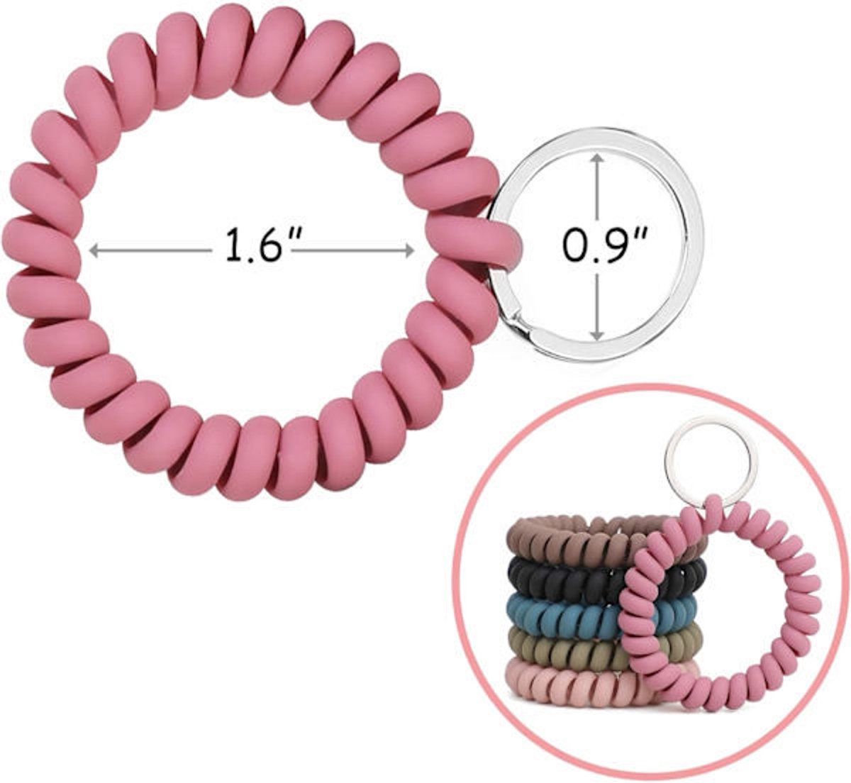Elastic Bracelet Keychain - Flexible Spiral Bracelet Keychain - For Sauna, Gym, Swimming Pool, ID Card & Outdoor Sports 6-Pack - Image 5