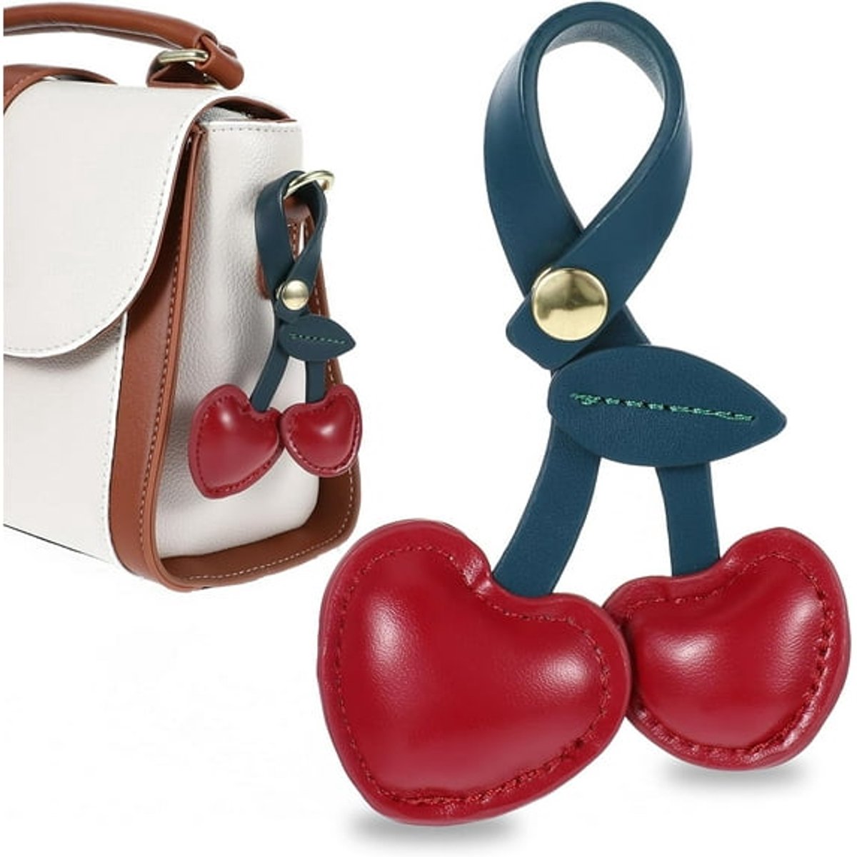 Bag Charms - Cute Leather Cherry Shape Pendant PU Cherry Bag Charms - for Bags - Suitable for Women and Girls - Image 1