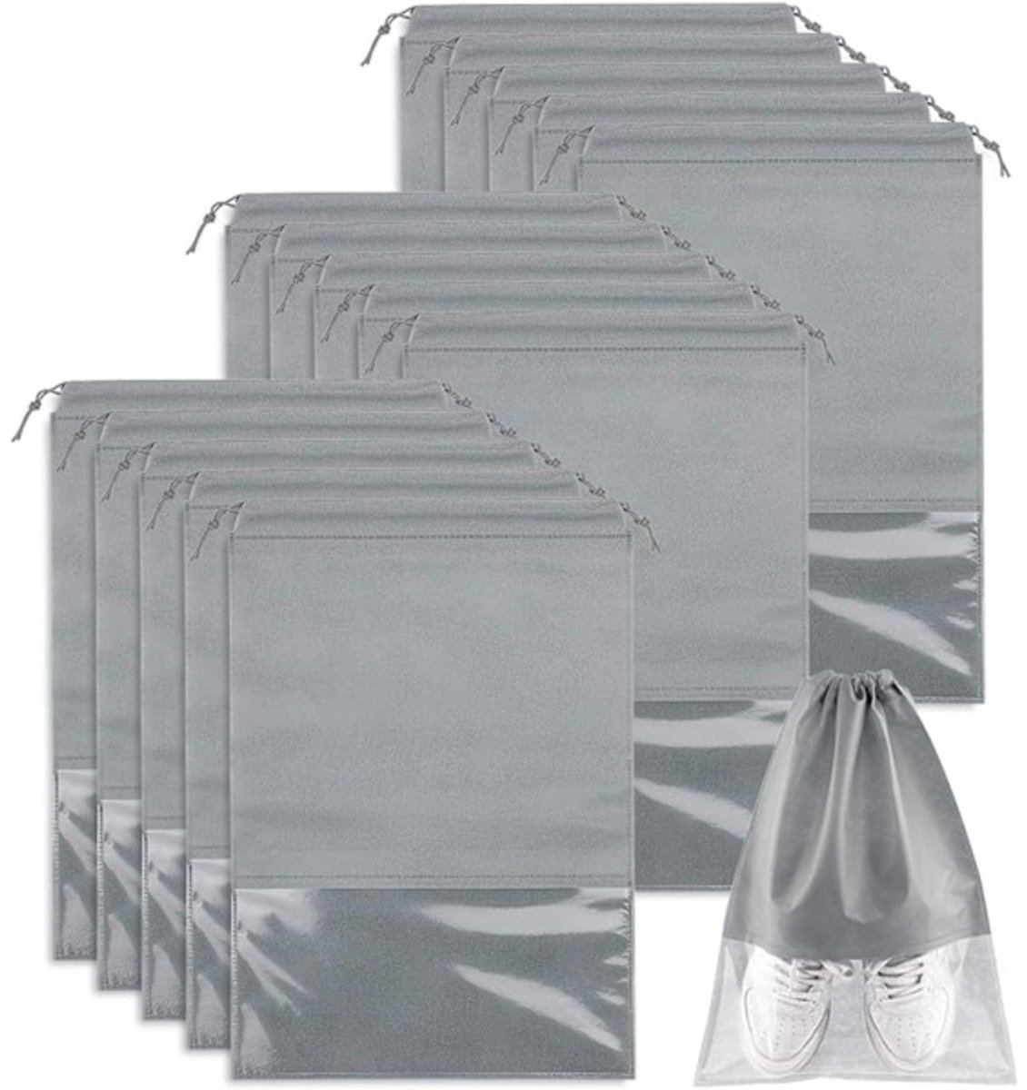Shoe Travel Bags - Non-Woven Dust Bags - Medium to Large - Portable Drawstring - Space-Saving Shoe Storage Bags Organizer - Pack of 15 - Image 1