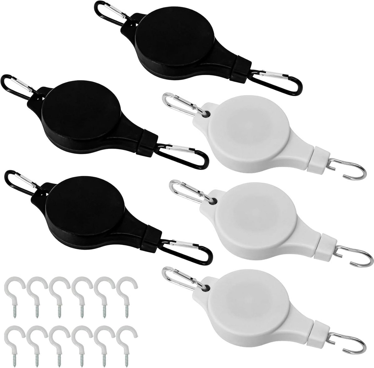 Plant Hooks - Retractable Plant Hanger - Easy-Access Hanging Flower Baskets - For Garden Baskets, Pots, and Feeders - Pack of 6 - Image 1