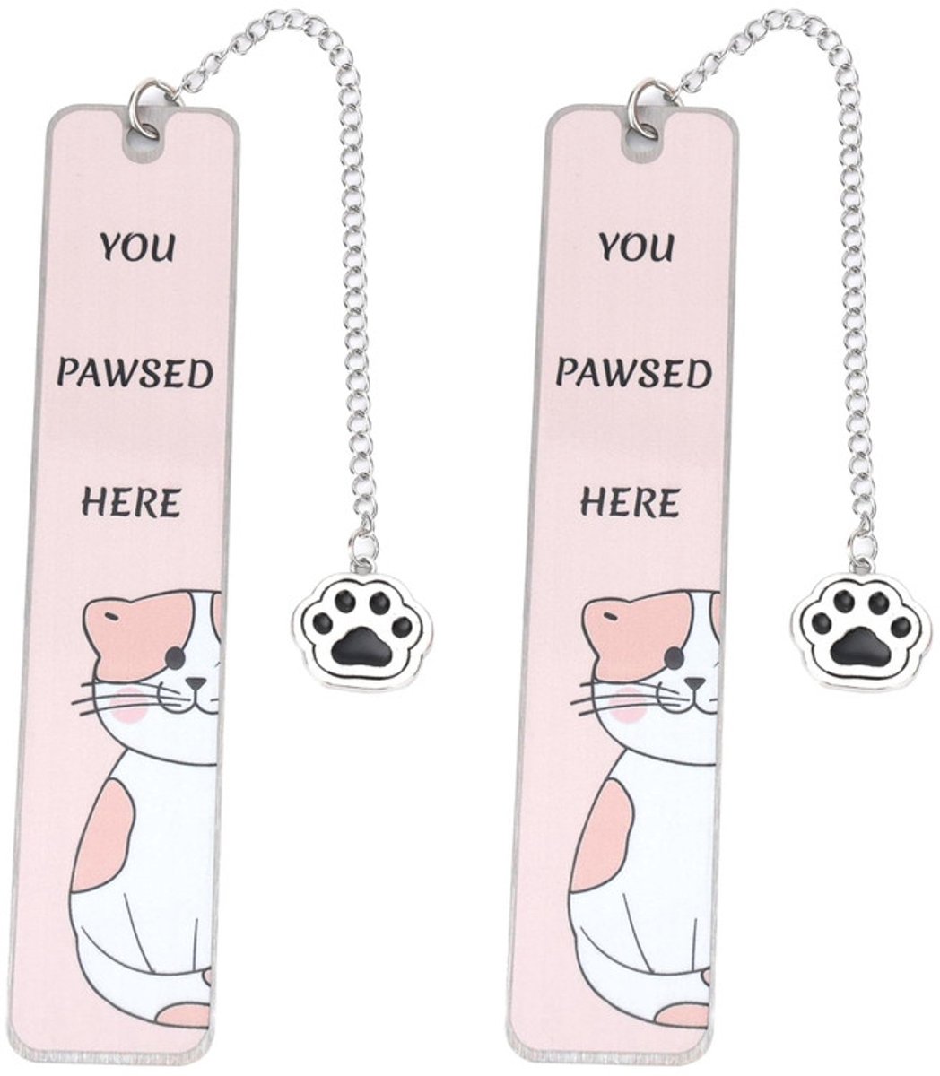 Bookmarks - Set of 2 - Cat Bookmarks - Gifts for Cat Lovers - Cute Bookmarks - Bookmark Gifts for Book Lovers - Reading Bookmarks - Gifts for Boys, Girls, Kids & Friends - Stainless Steel (Style B) - Image 1