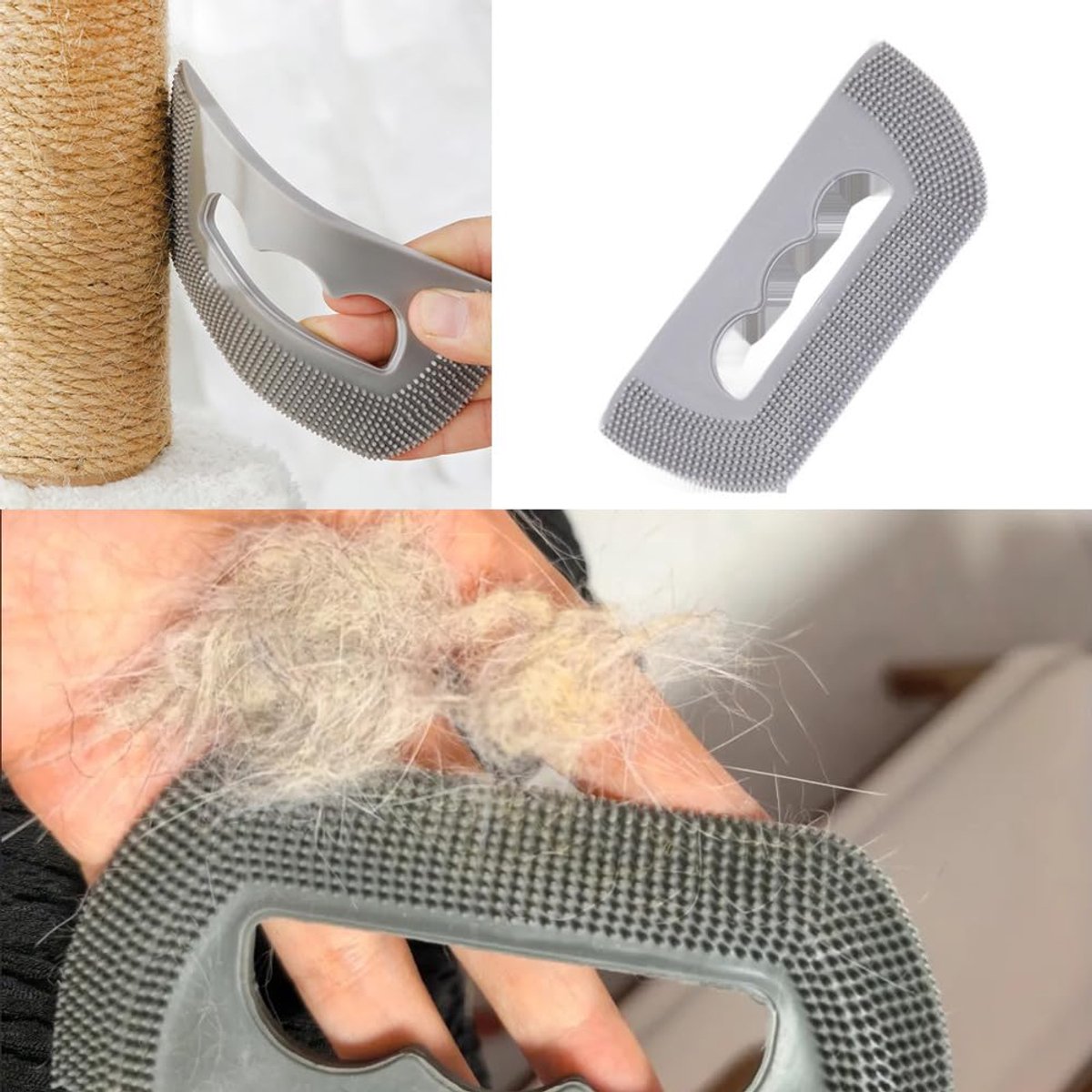 Deshedding Brush - Cat Brush - Cat Comb - Brush Against Cat Hair - Anti-Shedding - Coat Care - Gray - Image 6