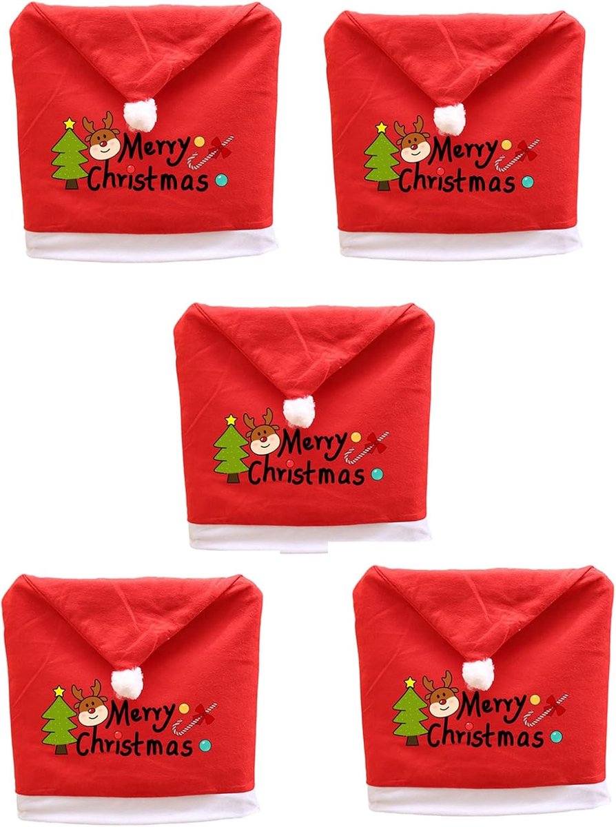 Chair Covers (5 Pieces) - Dining Chair Cover - Sofa Cover - Chair Covers - Christmas Chair Covers - Perfect for Christmas Holiday Dining Table and Chair Decorations - Home Kitchen Party Decorations - Image 1