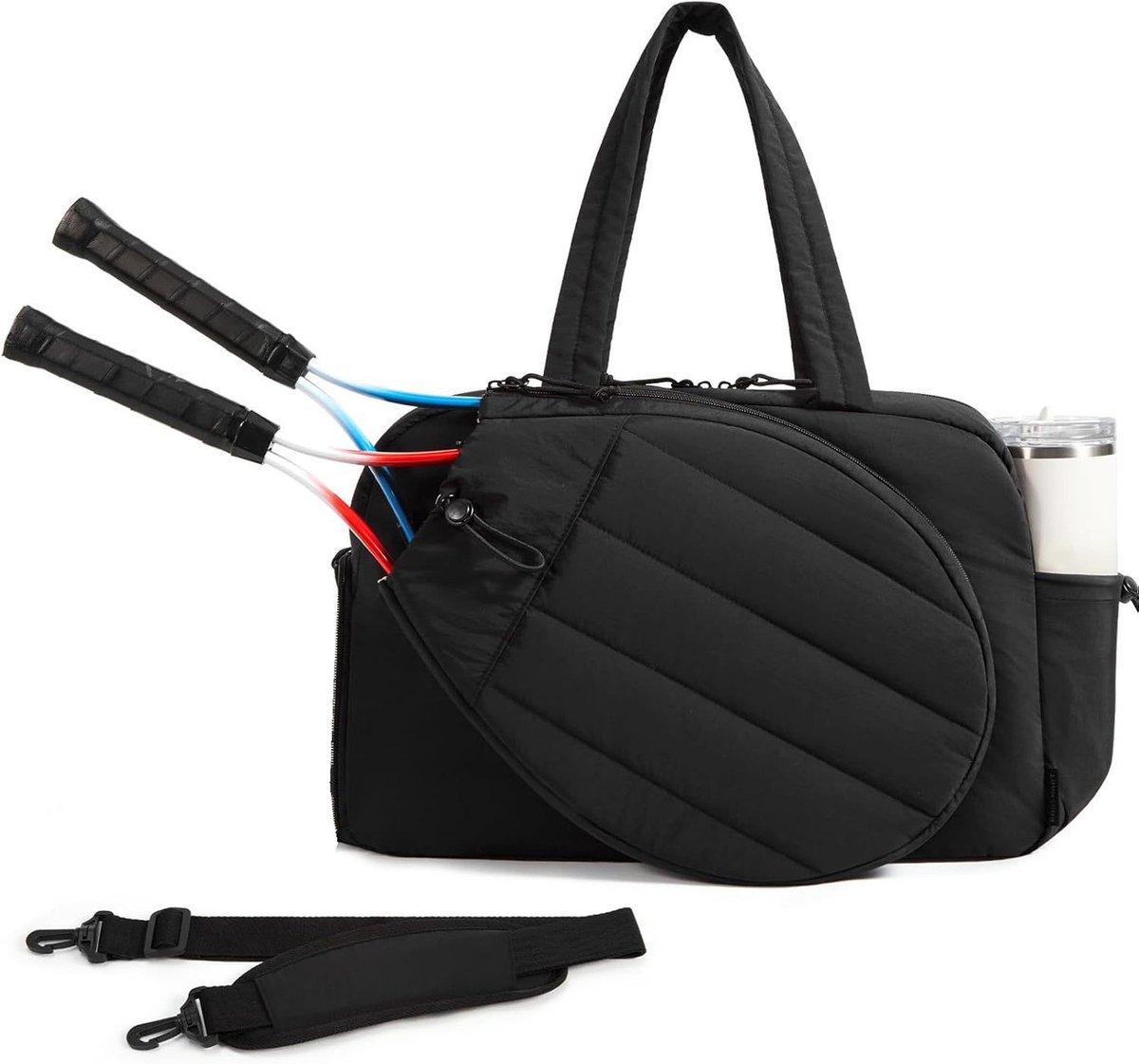 Tennis Bag - Tennis Backpack - 42L with Shoe Compartment - Sports Bag - Waterproof Racket Bag - Protective Racket Compartment - Portable as a Shoulder Bag - Black - Image 1