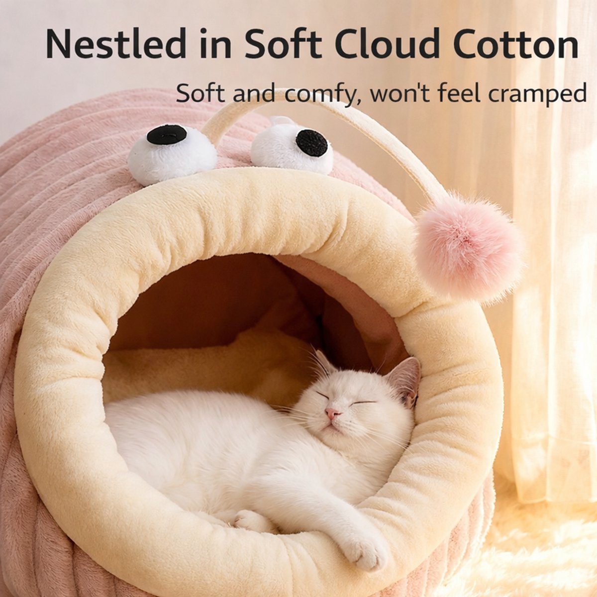 Cat Bed - Cave Cat Basket - Calming and Anxiety Relieving - Lantern Fish Shape - Pink（M：55*40*31cm） - Image 2