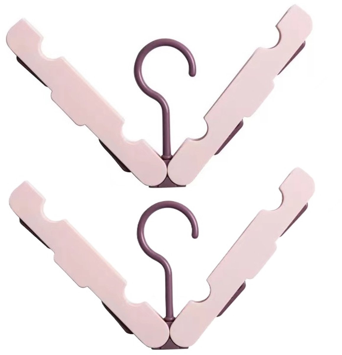 Folding Clothes Rack (Two-Piece Pack) - Hanging Clothes Rack - Portable Folding Hanger with Hook - Ideal for Travel, Campers, Travelers and Small Spaces - Pink - Image 1