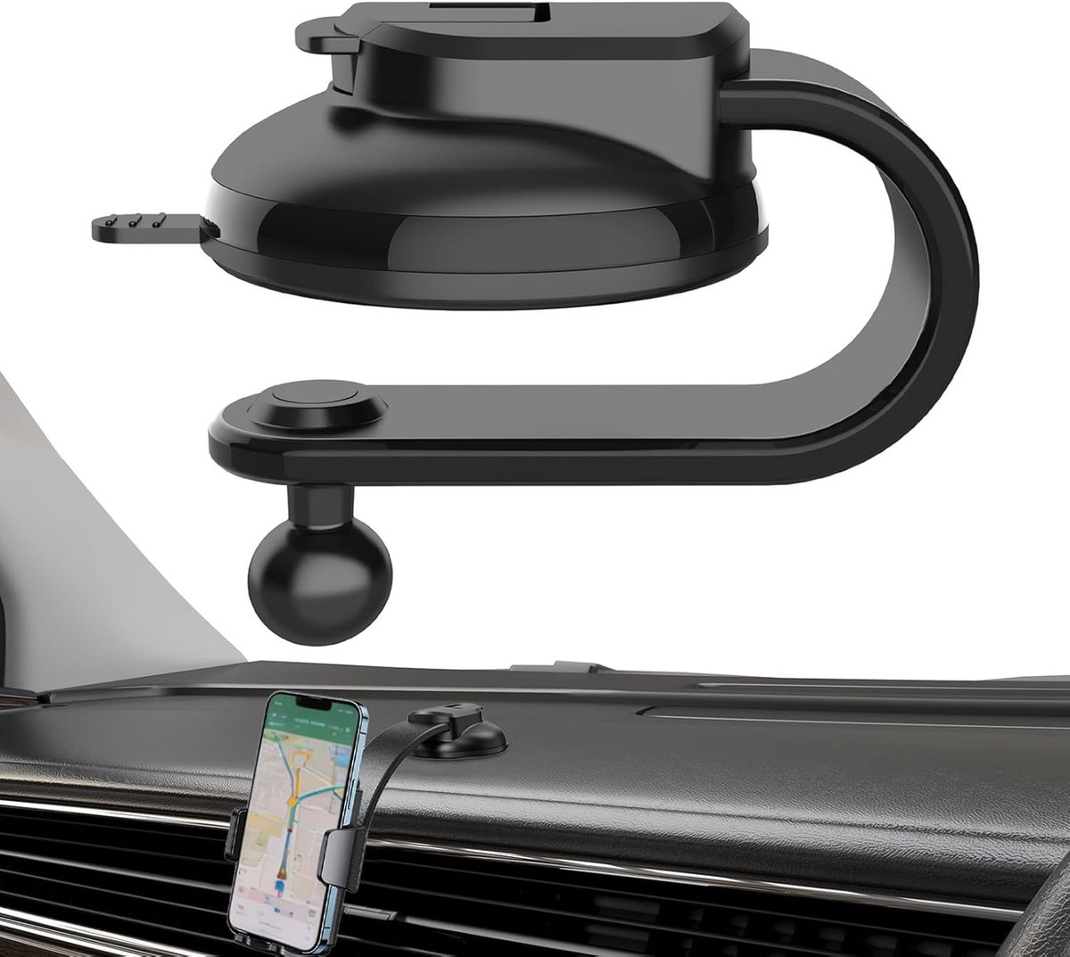 Phone Holder - Universal Base - 360° Rotatable Car Phone Holder - Suitable for cars, trucks, vehicles, windshields and mobile navigation systems. - Image 1