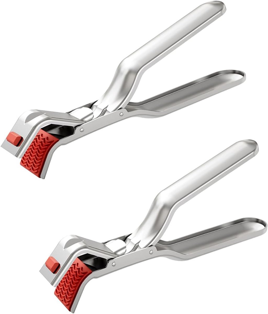 Barbecue Tongs - Anti-Scorch Clamps - Pack of 2 - Stainless Steel Anti-Scorch Clamps - Use to remove hot plates, bowls, pizza pans, etc. with food from microwaves and air fryers. - Image 1