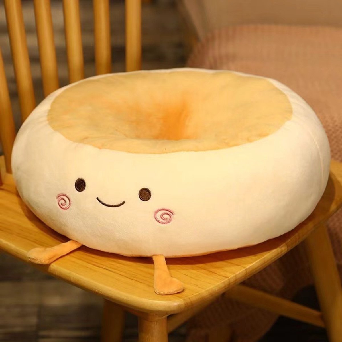 Round Seat Cushion - Round Chair Cushion - Donut Seat Cushion - Cute and Soft Decorative Cushion - Cartoon Design - Suitable Chairs for Bedrooms, Schools and Offices - 38*38*14cm (Smile Style) - Image 1