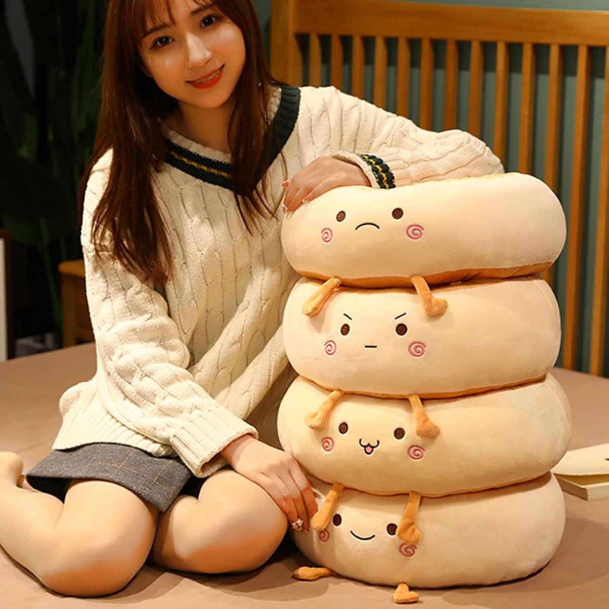 Round Seat Cushion - Round Chair Cushion - Donut Seat Cushion - Cute and Soft Decorative Cushion - Cartoon Design - Suitable Chairs for Bedrooms, Schools and Offices - 38*38*14cm (Smile Style) - Image 4