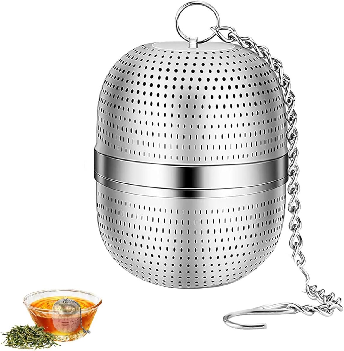 Tea strainer made of stainless steel - Tea filter - Tea strainer made of stainless steel 304 - with chain - Suitable for teacups / teapots / kettles - Image 1