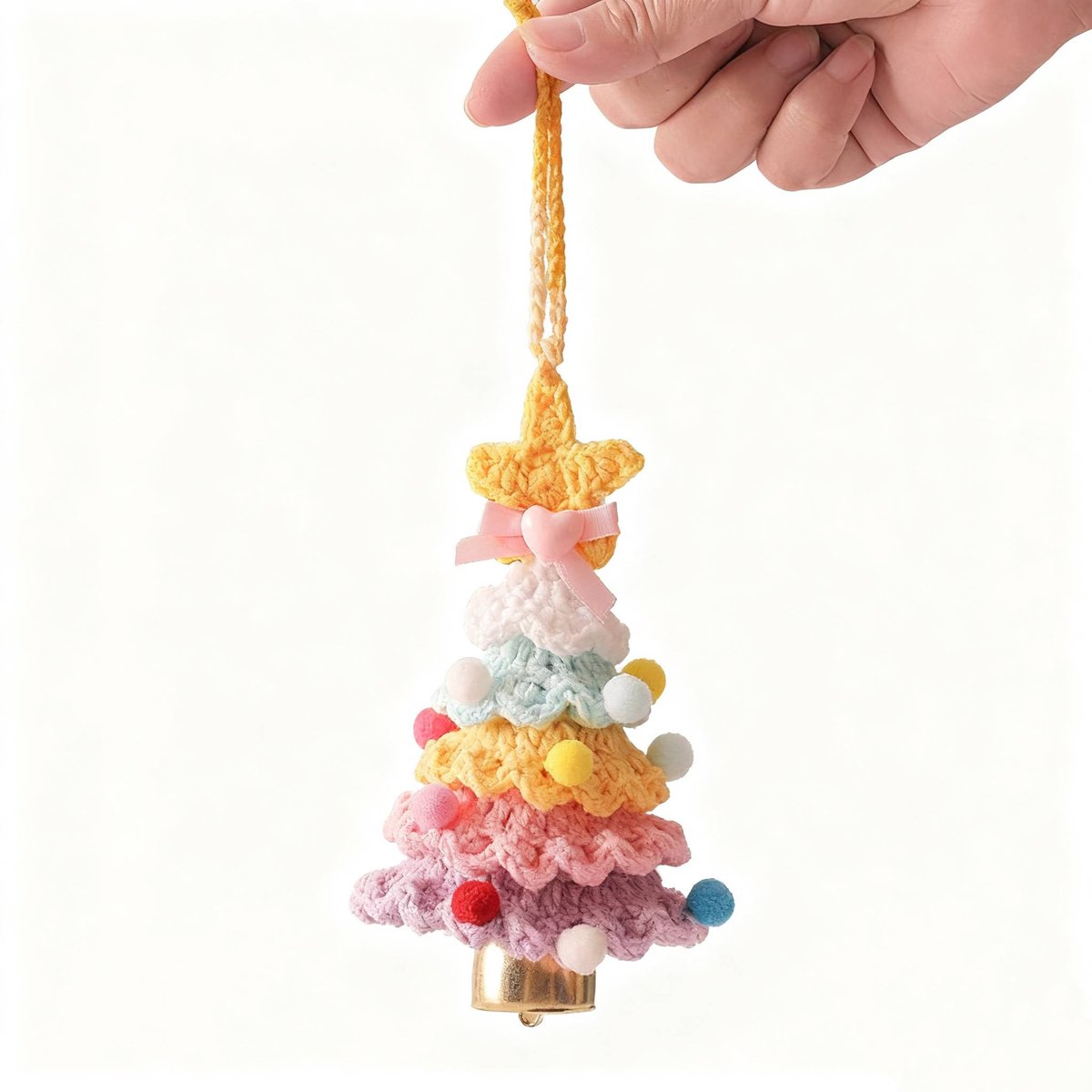 Christmas Decorations - Crochet Christmas Tree Bell Decorations - Small Christmas Decorations - Car Decorations - Style E - Image 1