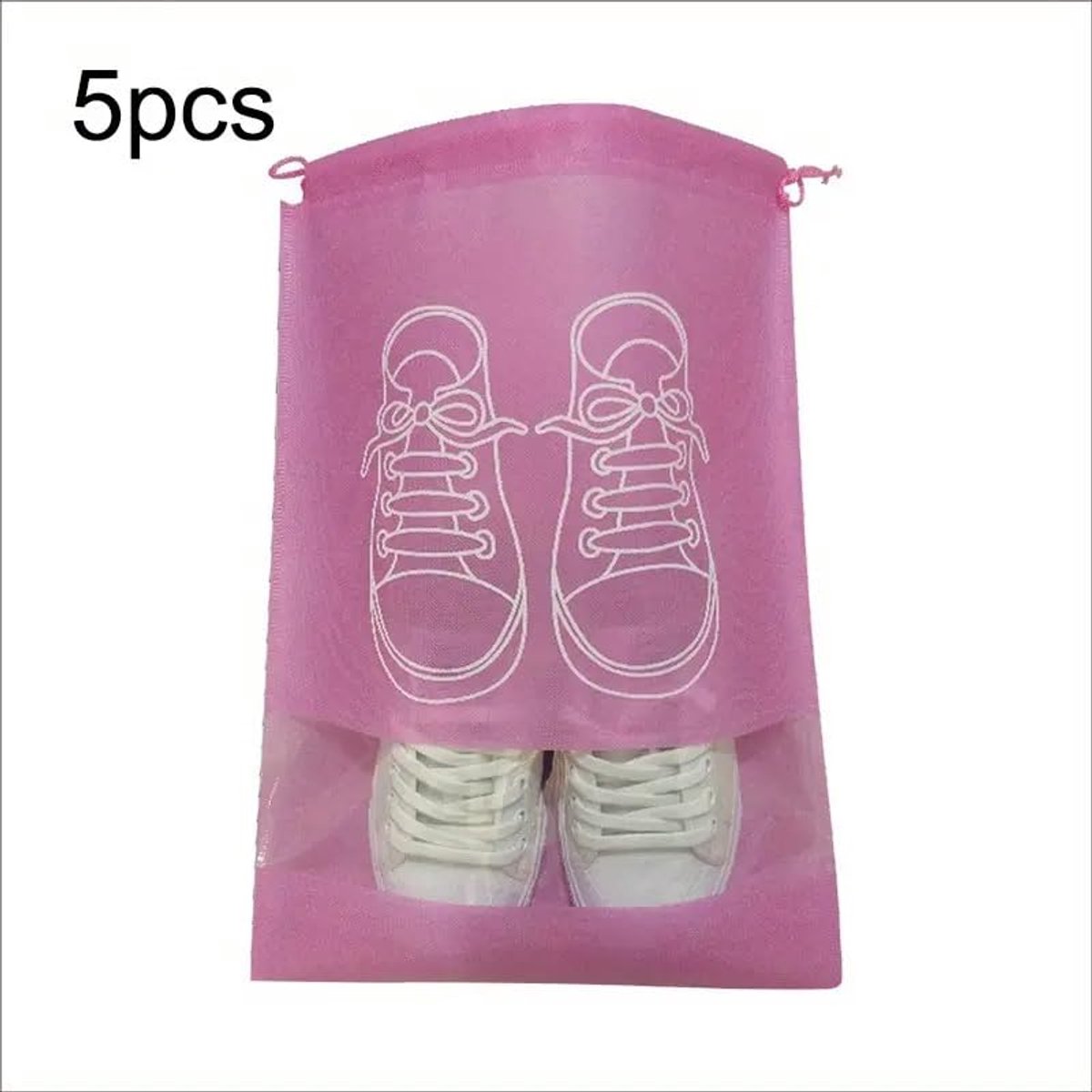 Shoe Bags - Pack of 5 - Shoe Bag - Travel and Storage Bag - Water-Repellent - Travel Organizer - Pink (36*26.5 cm) - Image 2