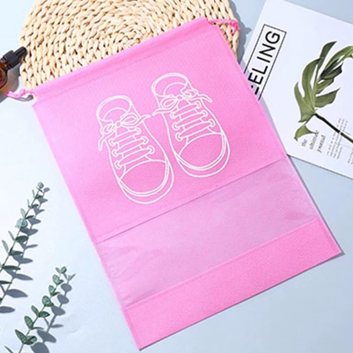 Shoe Bags - Pack of 5 - Shoe Bag - Travel and Storage Bag - Water-Repellent - Travel Organizer - Pink (36*26.5 cm) - Image 3