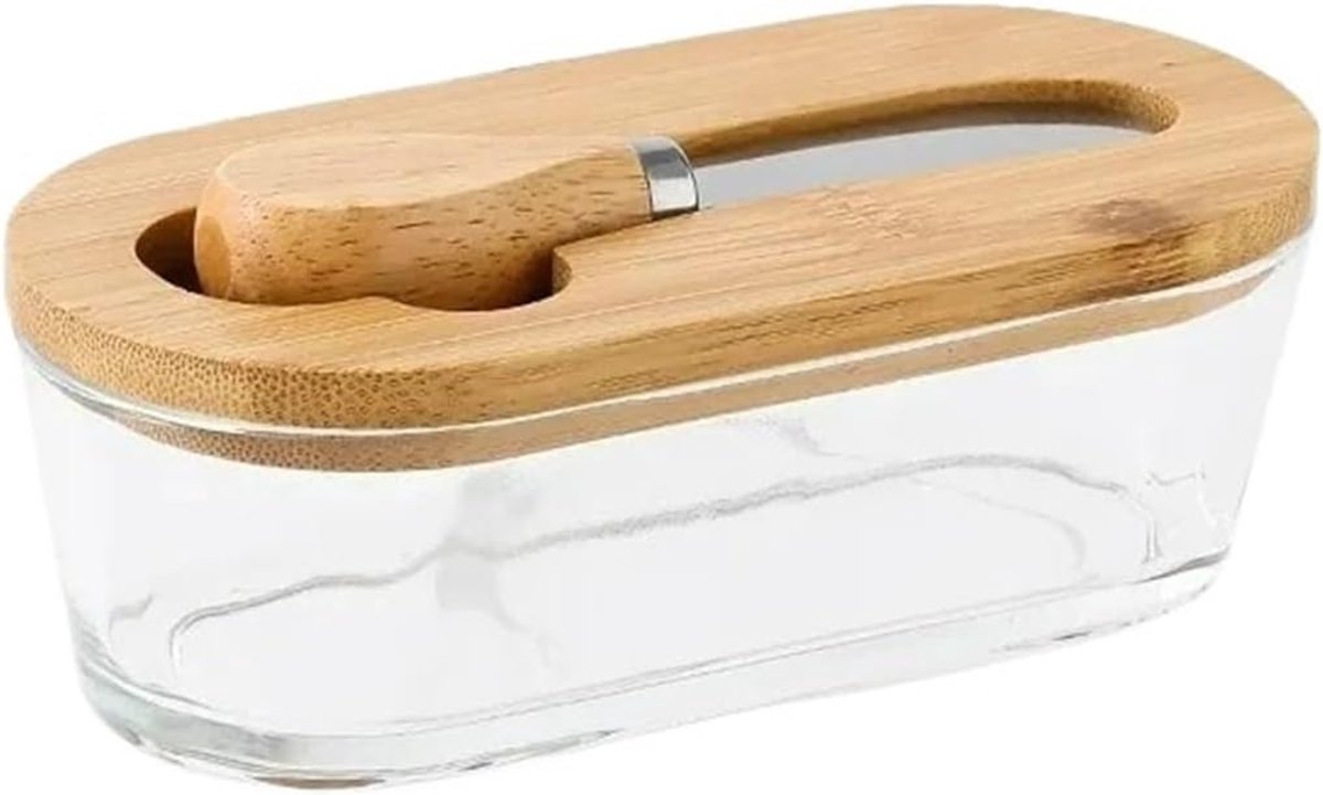 Airtight Containers - Airtight Containers with Butter - Airtight Containers with Cheese - With Butter Knife - Unbreakable Glass Food Containers - With Silicone Sealing Ring - Kitchen Butter Container (Type A) - Image 1