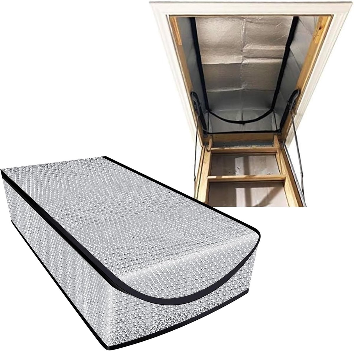 Attic Hatch Insulation Cover 63.5x138 cm - Dust Cover for Attic Hatch - Energy Saving With Zipper - For Stairs - Cool in Summer, Warm in Winter - Image 1